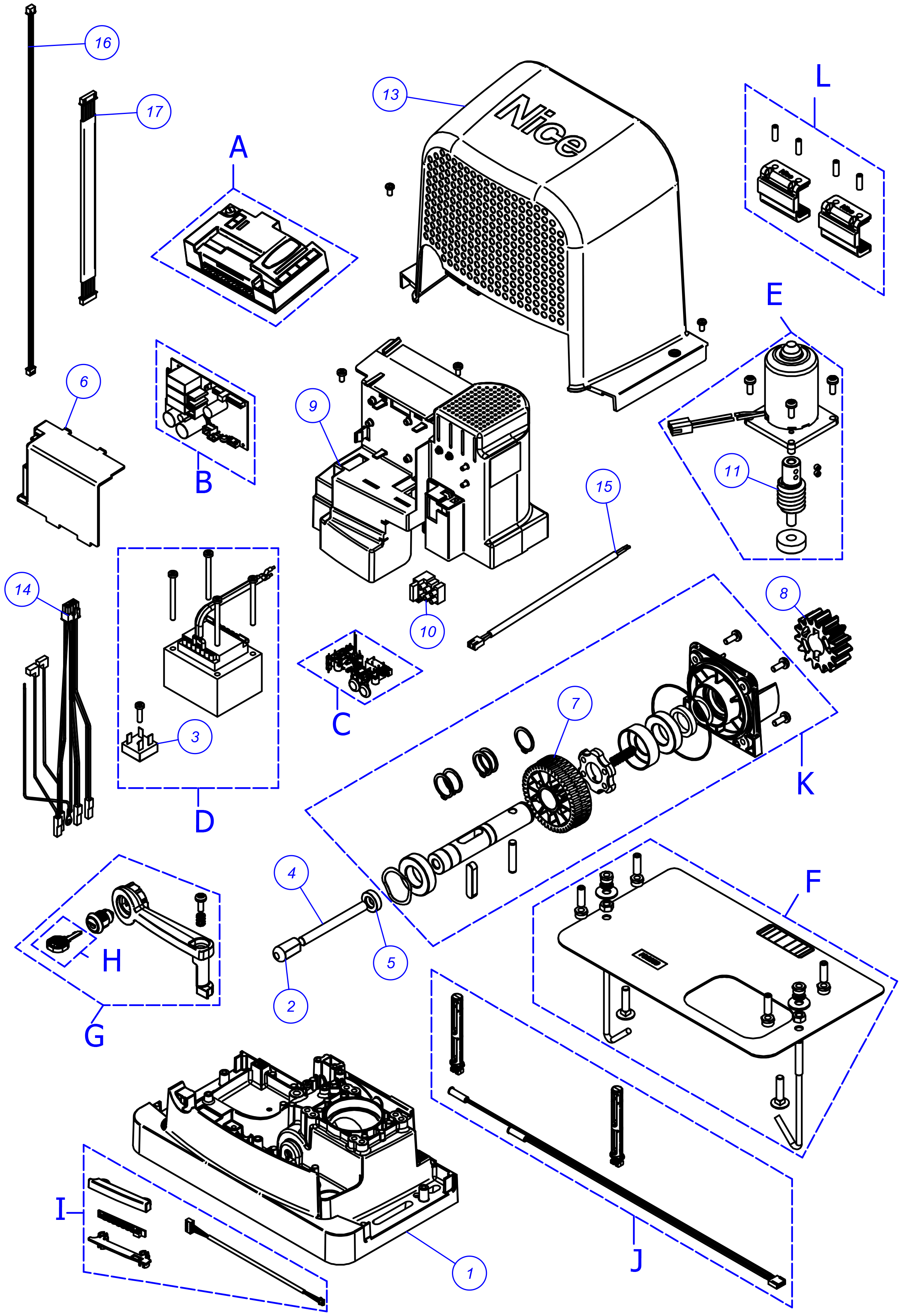 Náhradné diely pre pohon NICE Robus RBS600